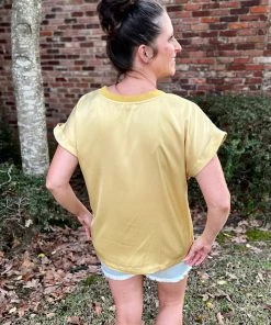 Kori America TOPS Mustard Satin Top