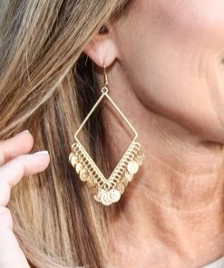 LA3Accessories Gold Coin Drop Earrings