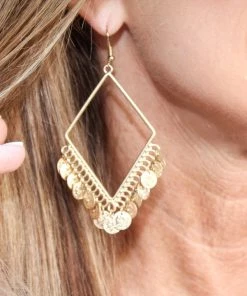 LA3Accessories Gold Coin Drop Earrings