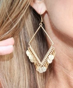 LA3Accessories Gold Coin Drop Earrings