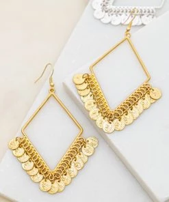 LA3Accessories Gold Coin Drop Earrings