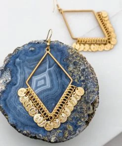 LA3Accessories Gold Coin Drop Earrings