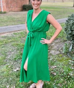 EPretty Green Slit Dress
