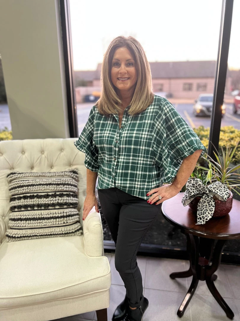 Andree By Unit TOPS Dolman Sleeve Plaid Top