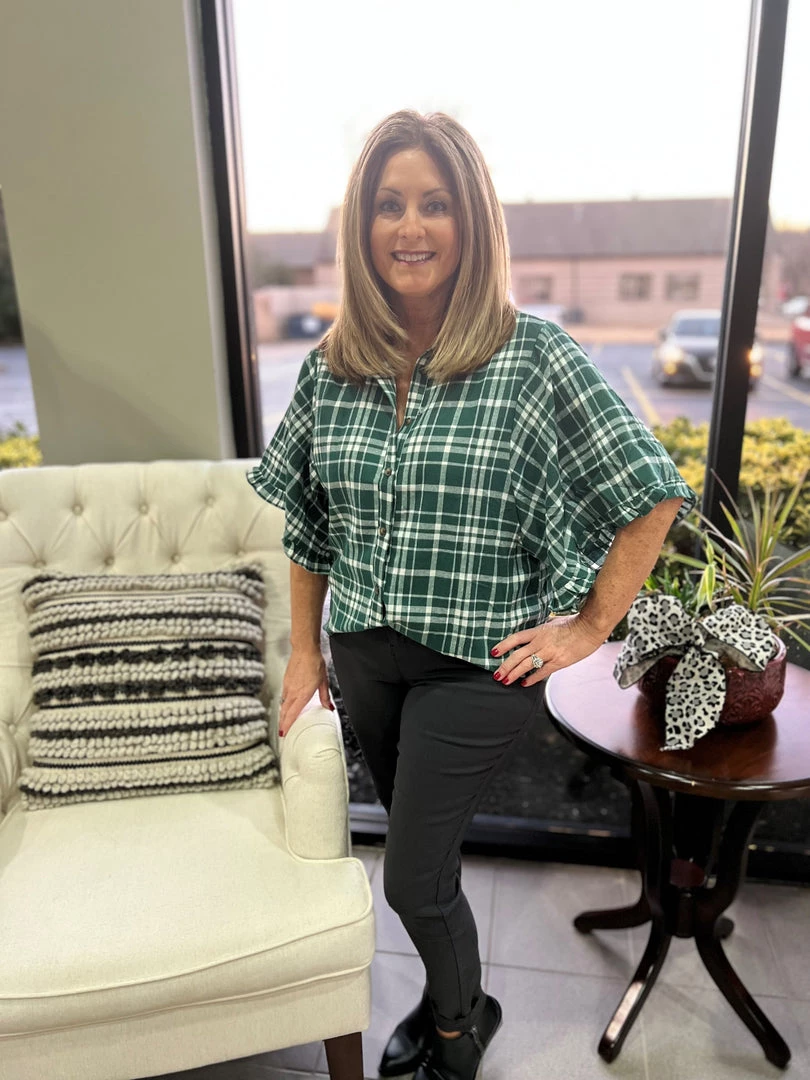 Andree By Unit TOPS Dolman Sleeve Plaid Top