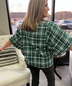 Andree By Unit TOPS Dolman Sleeve Plaid Top