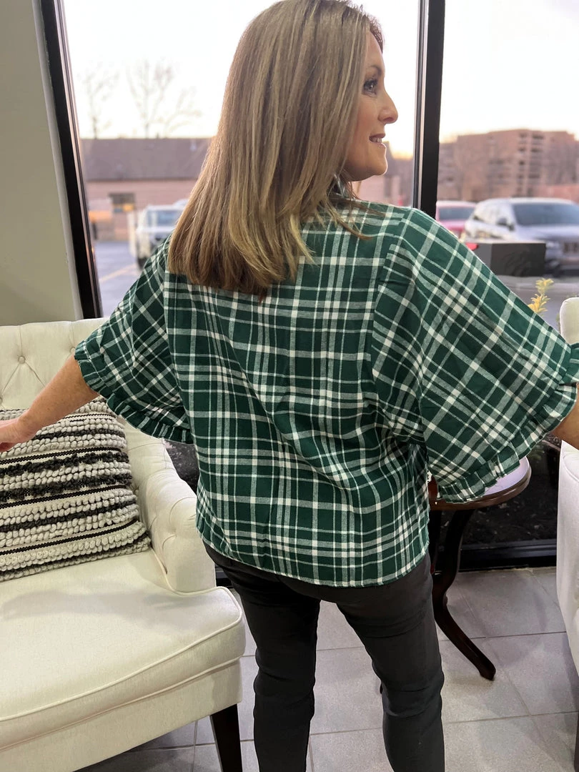 Andree By Unit TOPS Dolman Sleeve Plaid Top