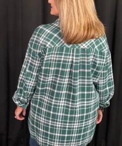Andree By Unit Hunter Green Plaid Top