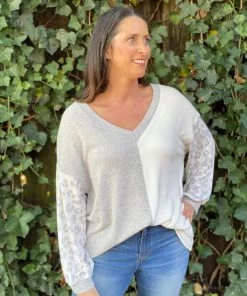Gilli Color Block Animal Print Sweater