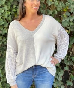 Gilli Color Block Animal Print Sweater