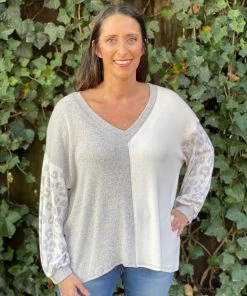 Gilli Color Block Animal Print Sweater