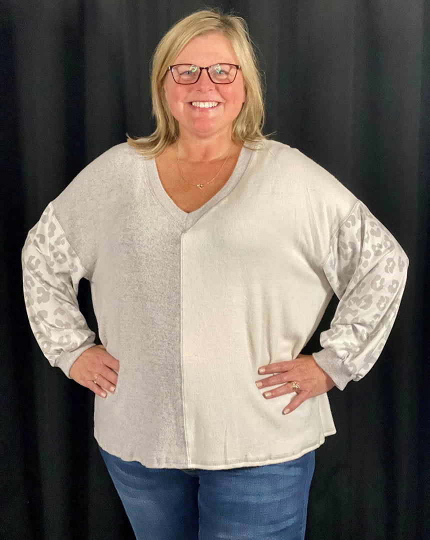 Gilli Color Block Animal Print Sweater