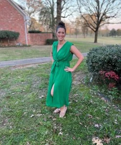 EPretty Green Slit Dress