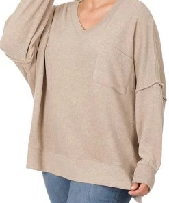 Zenana TOPS Mélange V-Neck Sweater