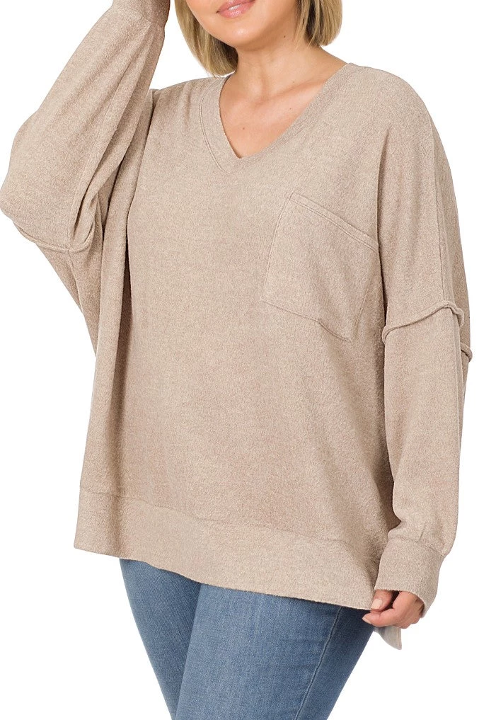Zenana TOPS Mélange V-Neck Sweater