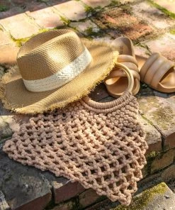 Ruby Stone Boutique Macrame Tote With Wooden Handle ACCESSORIES