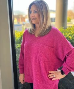Zenana TOPS Mélange V-Neck Sweater