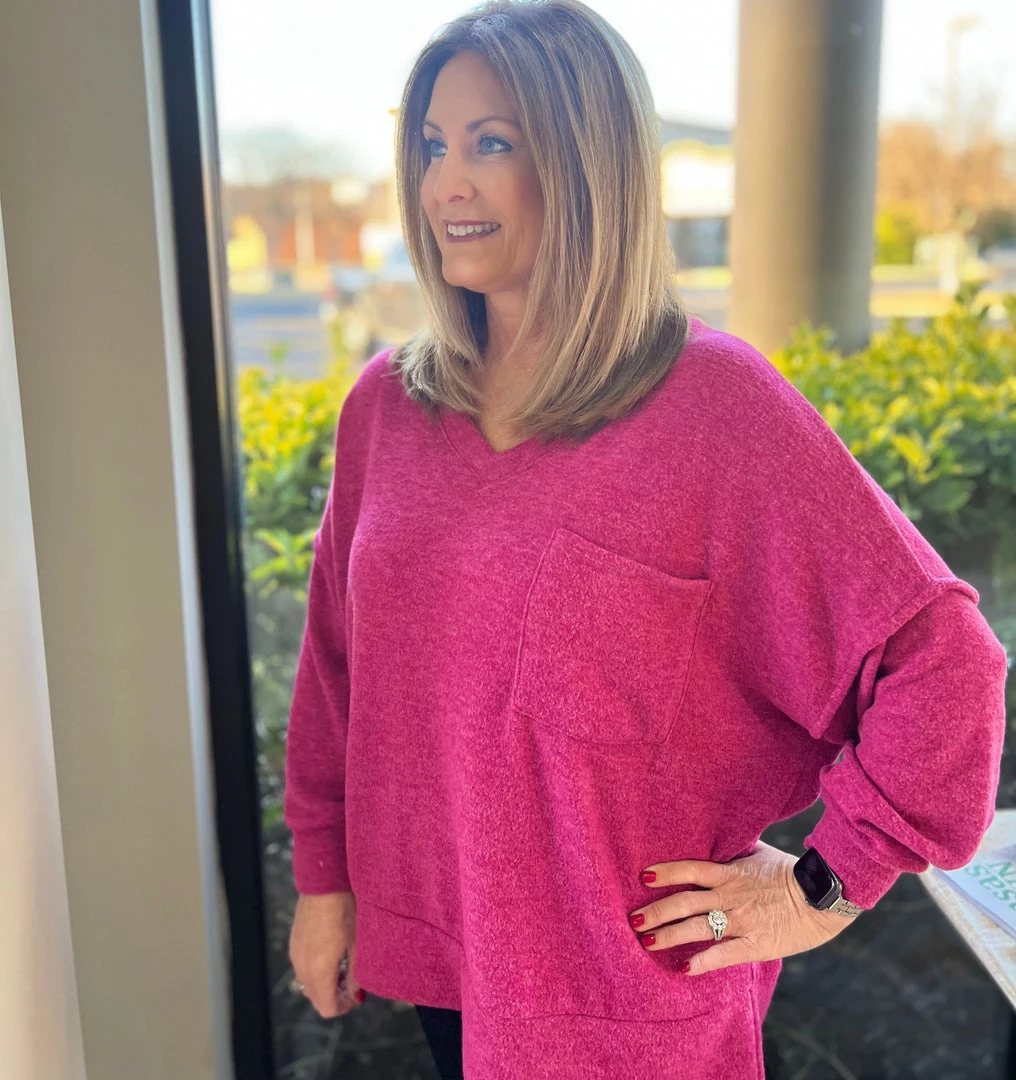 Zenana TOPS Mélange V-Neck Sweater