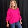 Jodifl TOPS Fuchsia Dolman Sleeve Sweater