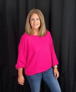 Jodifl TOPS Fuchsia Dolman Sleeve Sweater
