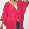 Zenana Hot Pink Chiffon Cardigan OUTERWEAR