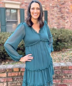 Andree By Unit Hunter Green Babydoll Dress DRESSES