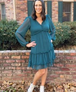 Andree By Unit Hunter Green Babydoll Dress DRESSES