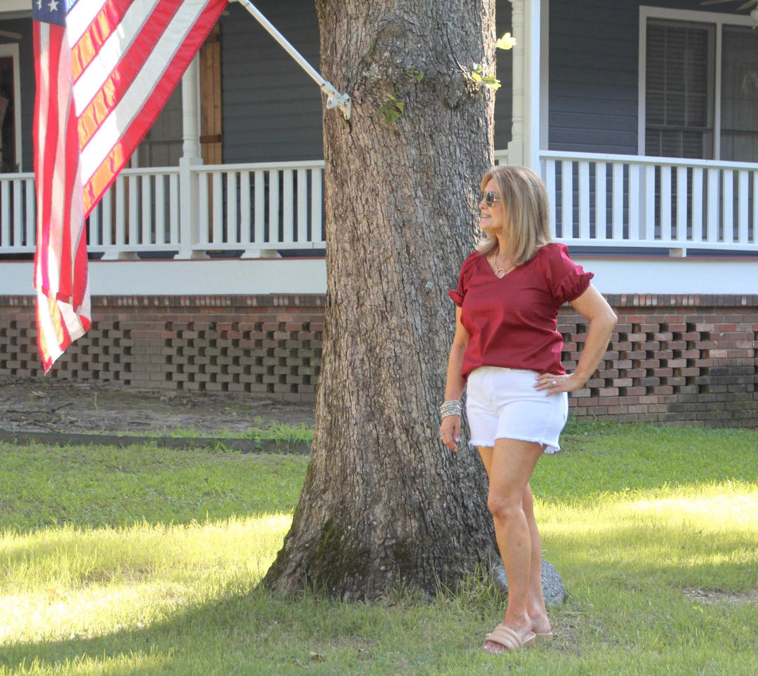 Ruby Stone Boutique Red Jewel Top