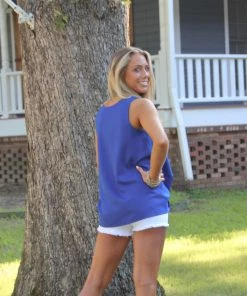 Ruby Stone Boutique Two Way Tank: Cobalt