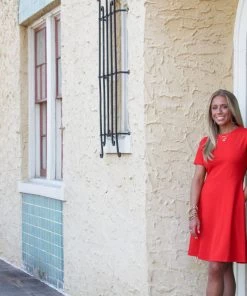 Ruby Stone Boutique DRESSES Red Fit And Flare Dress