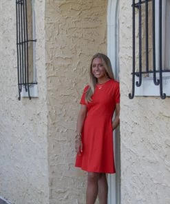 Ruby Stone Boutique DRESSES Red Fit And Flare Dress
