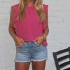 Ruby Stone Boutique Magenta Flutter Sleeve Top