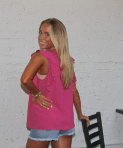 Ruby Stone Boutique Magenta Flutter Sleeve Top