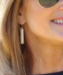 Ruby Stone Boutique Druzy Stone Bar Earrings ACCESSORIES