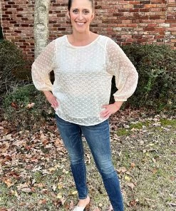 Kori America Ivory Dot Blouse TOPS