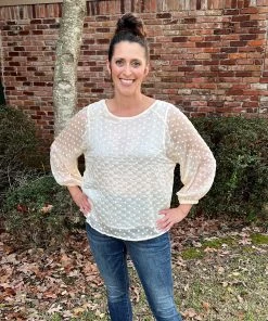 Kori America Ivory Dot Blouse TOPS