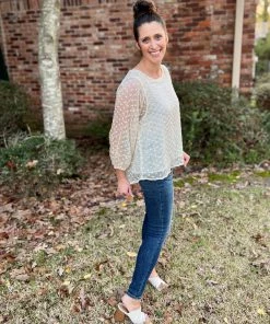 Kori America Ivory Dot Blouse TOPS