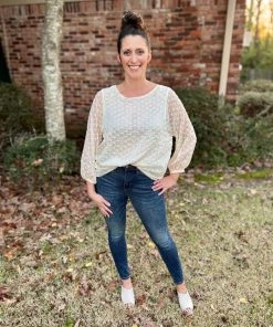 Kori America Ivory Dot Blouse TOPS