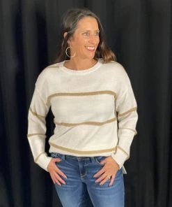 Andree By Unit Ivory Gold Sweater TOPS