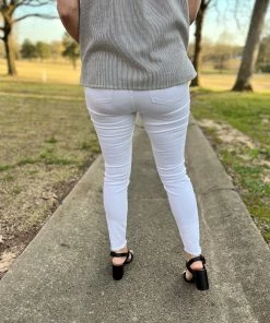 White High Rise Ankle Detail Judy Blue Jeans BOTTOMS