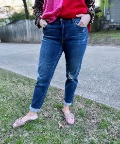 DENIM Judy Blue Destroyed Cuffer Slim Fit Jeans