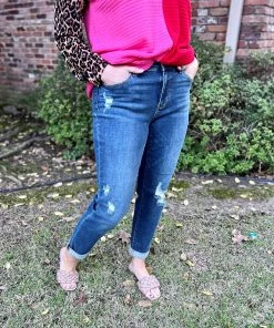 DENIM Judy Blue Destroyed Cuffer Slim Fit Jeans