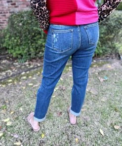 DENIM Judy Blue Destroyed Cuffer Slim Fit Jeans