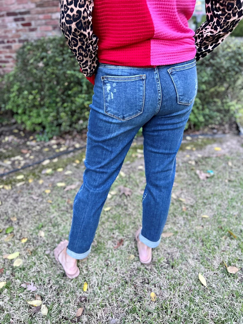 DENIM Judy Blue Destroyed Cuffer Slim Fit Jeans