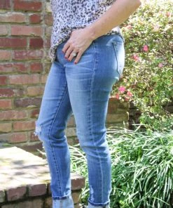 Ruby Stone Boutique BOTTOMS High Rise Distressed Skinny With Cuff Ankle