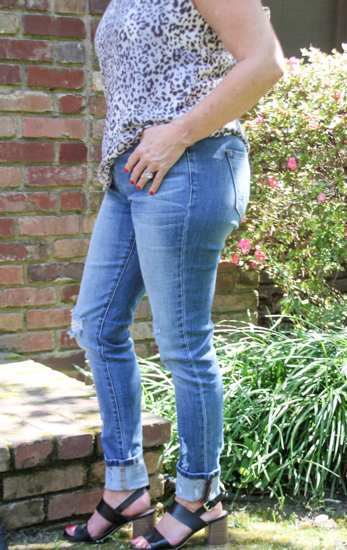 Ruby Stone Boutique BOTTOMS High Rise Distressed Skinny With Cuff Ankle