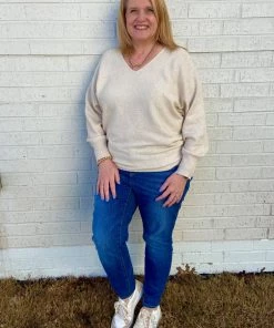 Jodi TOPS Cream Ribbed Sweater