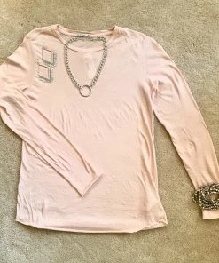 Mono B Blush Long Sleeve Crew Neck Tee
