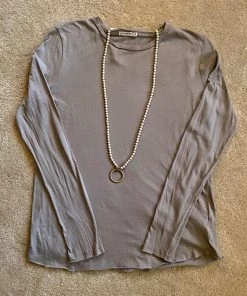 Mono B Grey Long Sleeve Crew Neck Tee