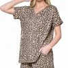 Zenana Leopard Lounge Set TOPS